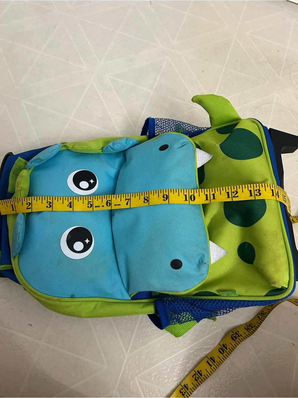 Kids Rolling Backpack - Blue & Green Dino Design mini suitcase small little kids